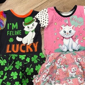 Disney Multicolor Cat Dress with Polka Dot Sleeves